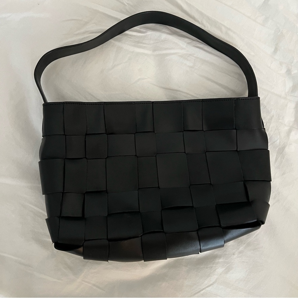 St. Agni Black Woven Shoulder Bag